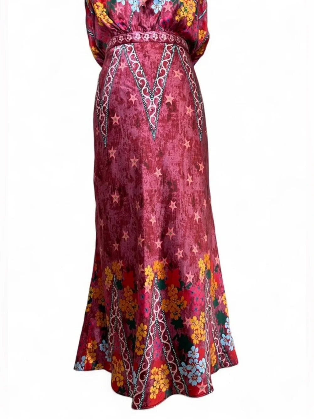 NWT Saloni Fleur Printed Silk-Crepe Midi Dress in the "Hibiscus Flourish". - Picture 4 of 14